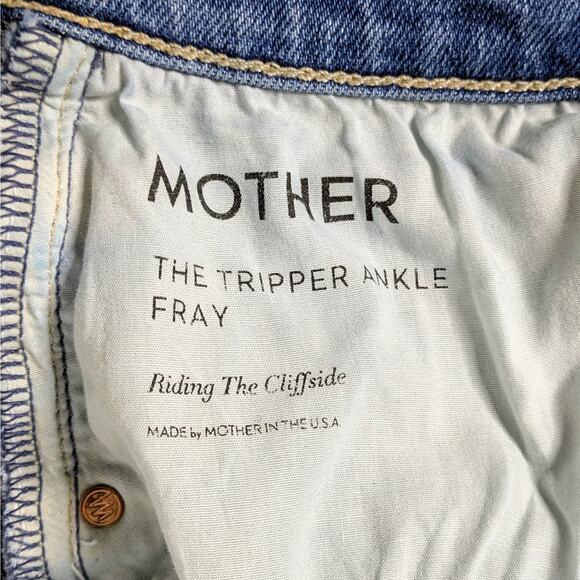 Mother Tripper Ankle Fray 32 Blue Crop Flare '70s Aesthetic High Rise Denim - Picture 2 of 12